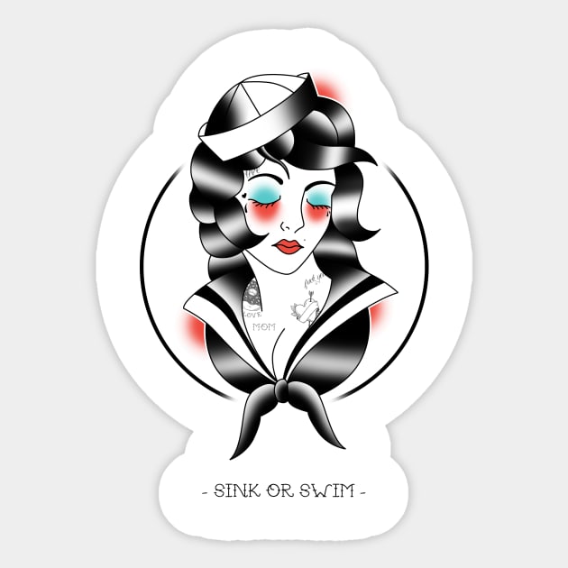 GIRL OLDSCHOOL TATTOO STYLE Sticker by TENSTUDIOART